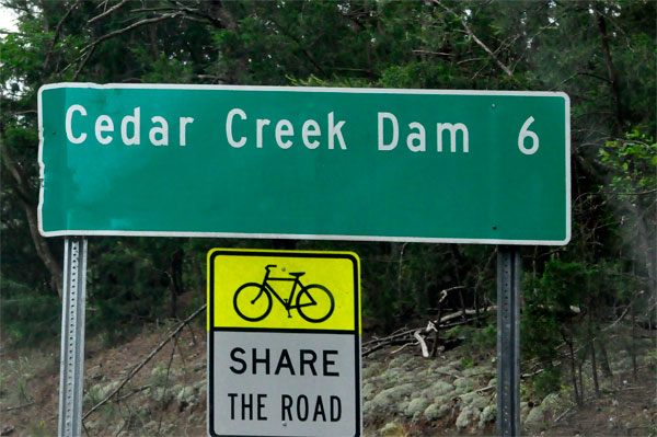 Sign: Cedar Crreek dam